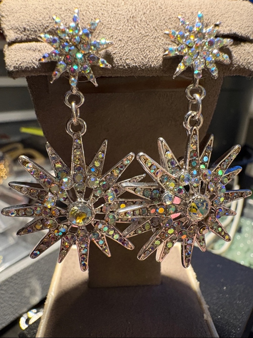 Kirks Folly Iridescent Starburst Drop Earrings
